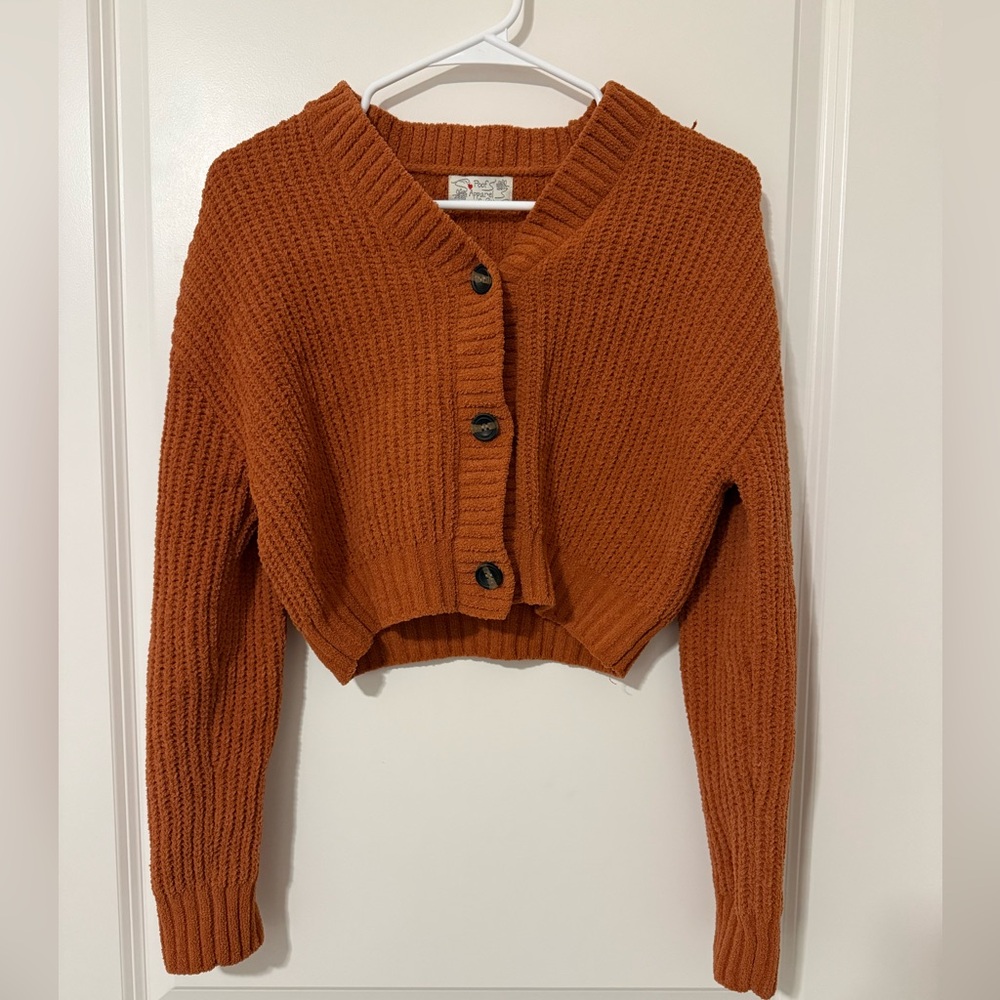 Women's Orange Cardigan Sweater